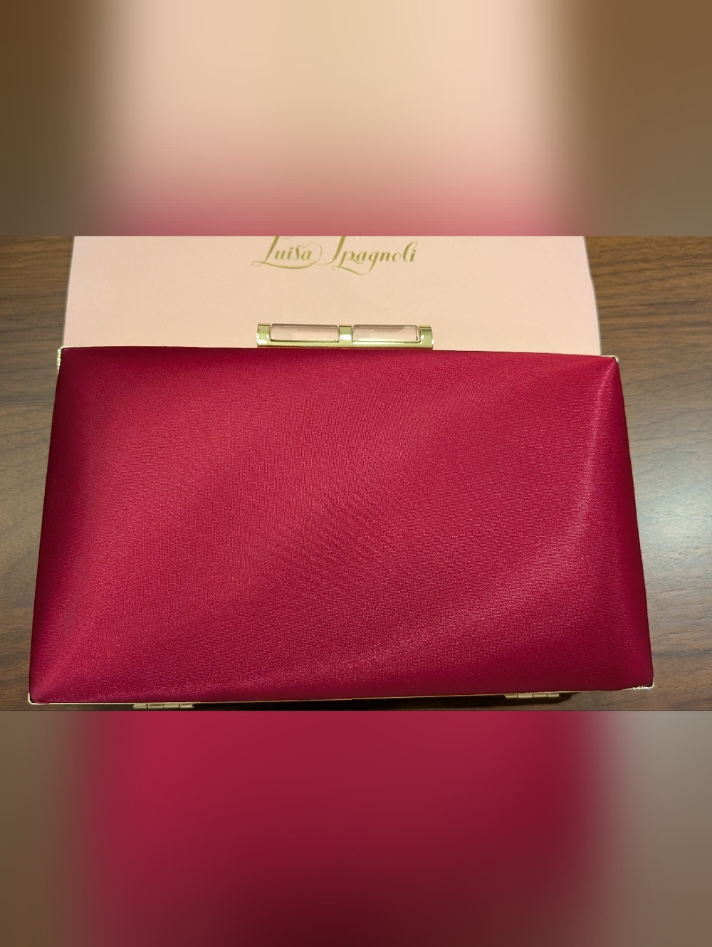 Luisa Spagnoli Italian Fuschia Beautiful Satin Clutch Bag.